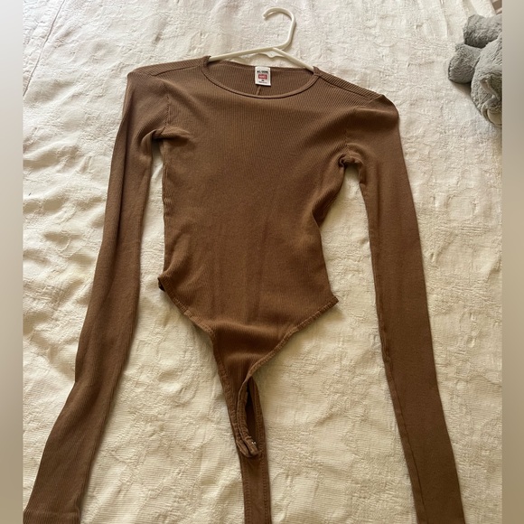 Re/Done Tops - Redone Brown Long Sleeve Bodysuit